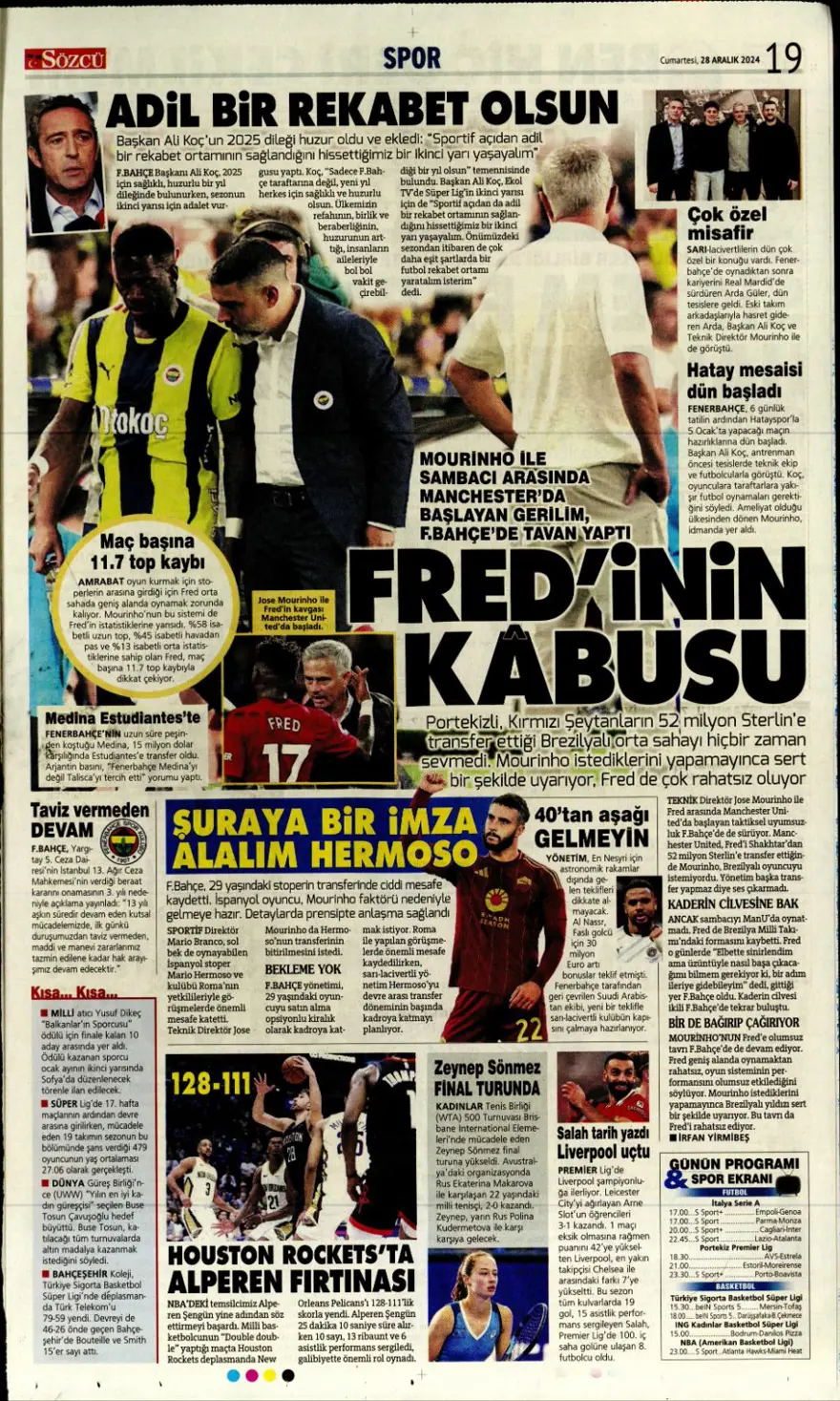 "Richarlison bombası" (28 Aralık 2024 spor manşetleri) 10 "Richarlison bombası" (28 Aralık 2024 spor manşetleri) 10