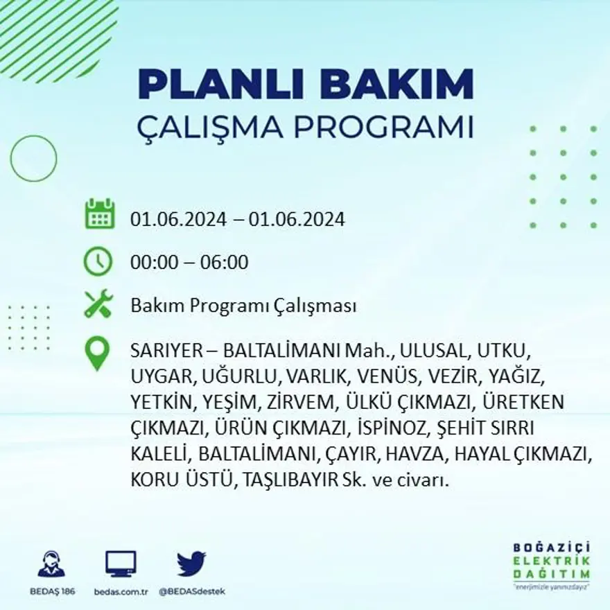 İstanbul'un 18 ilçesinde elektrik kesintisi yaşanacak: Elektrikler ne zaman gelecek? (1 Haziran BEDAŞ kesinti programı) 48 İstanbul'un 18 ilçesinde elektrik kesintisi yaşanacak: Elektrikler ne zaman gelecek? (1 Haziran BEDAŞ kesinti programı) 48