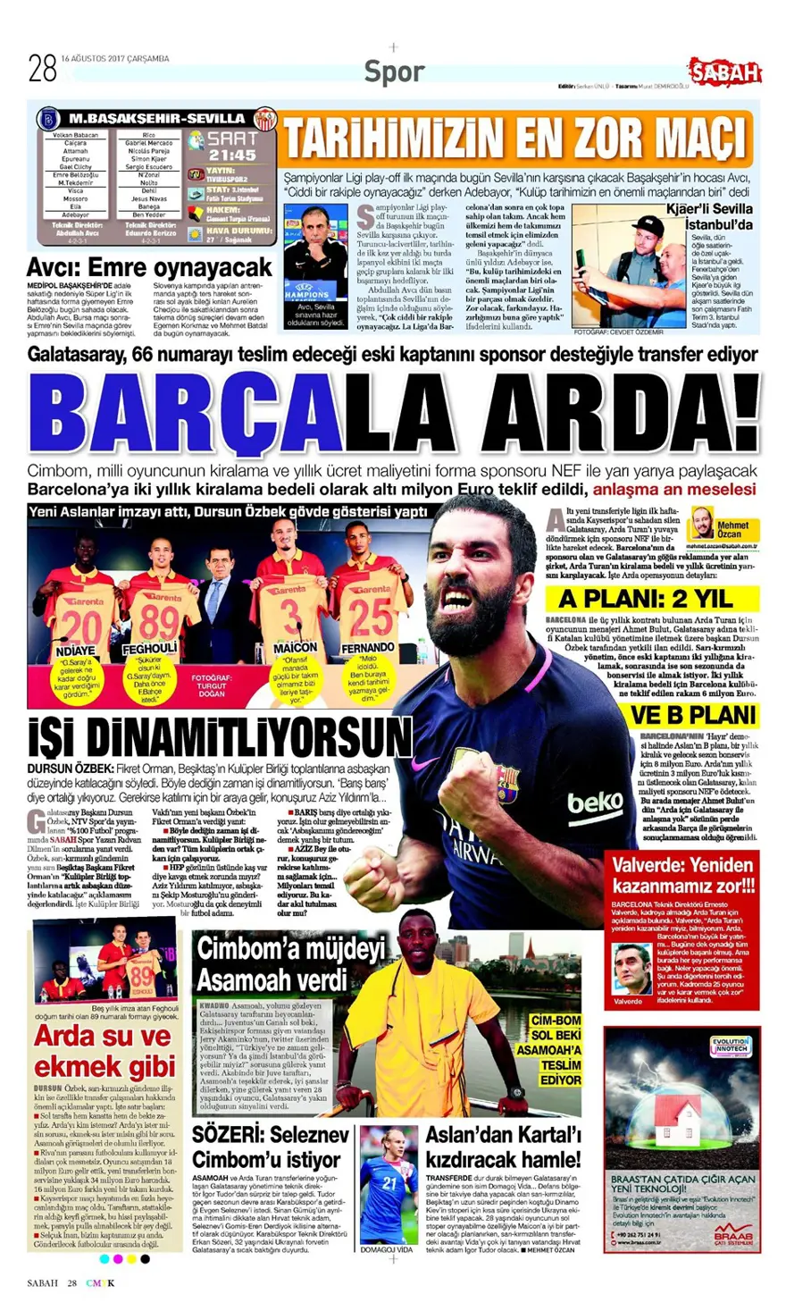 Günün spor gazeteleri (Transfer haberleri - 16 Ağustos 2017) 9