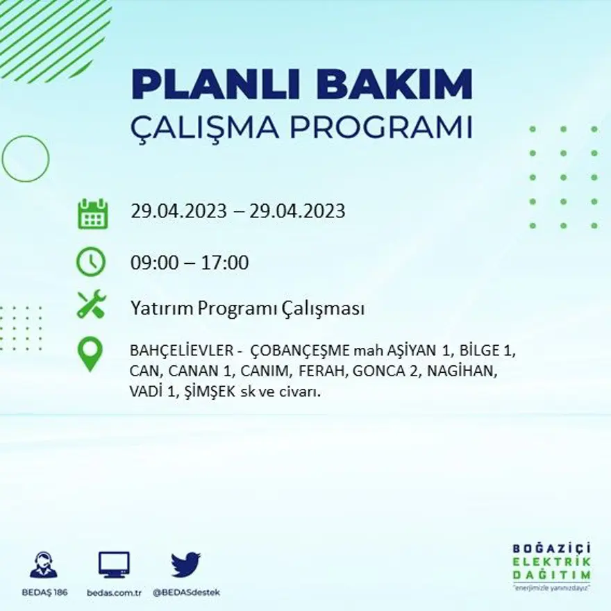 İstanbul'un 14 ilçesinde elektrik kesintisi: Elektrikler ne zaman gelecek? (29 Nisan BEDAŞ planlı elektrik kesintisi) 3