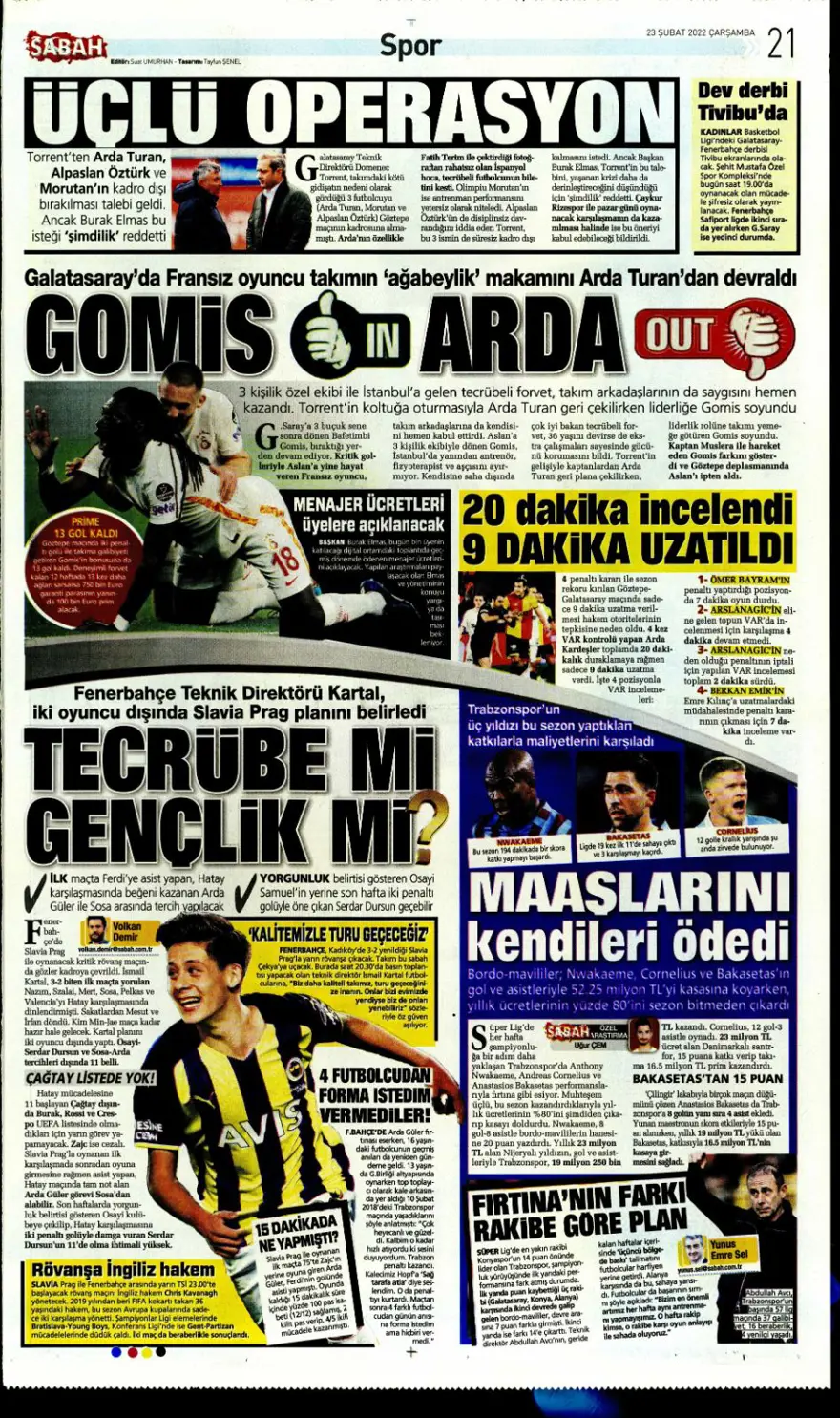 Günün spor manşetleri (23 Şubat 2022) 9