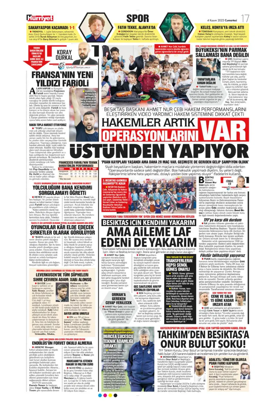 "Hesap farklı hedef aynı" (4 Kasım 2023 spor manşetleri) 26