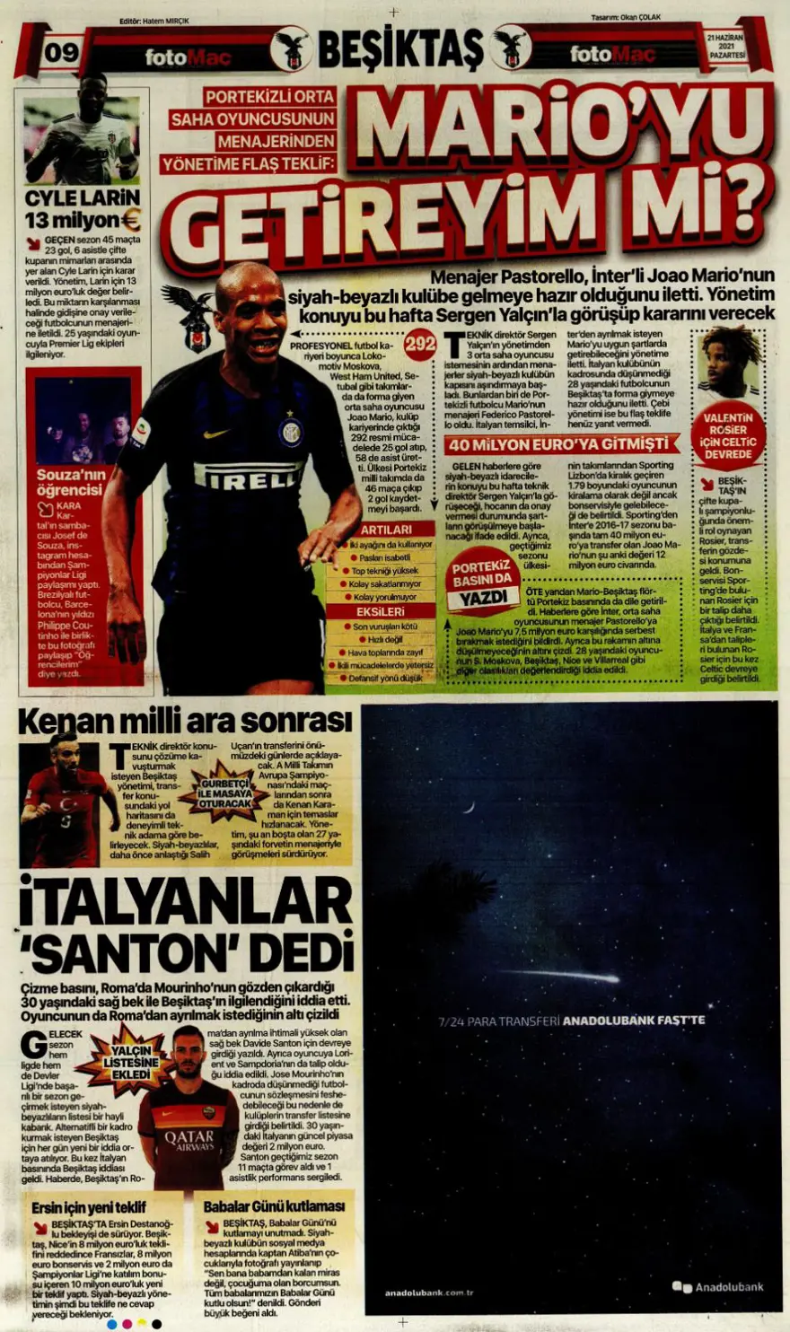 Günün spor manşetleri (21 Haziran 2021) 5