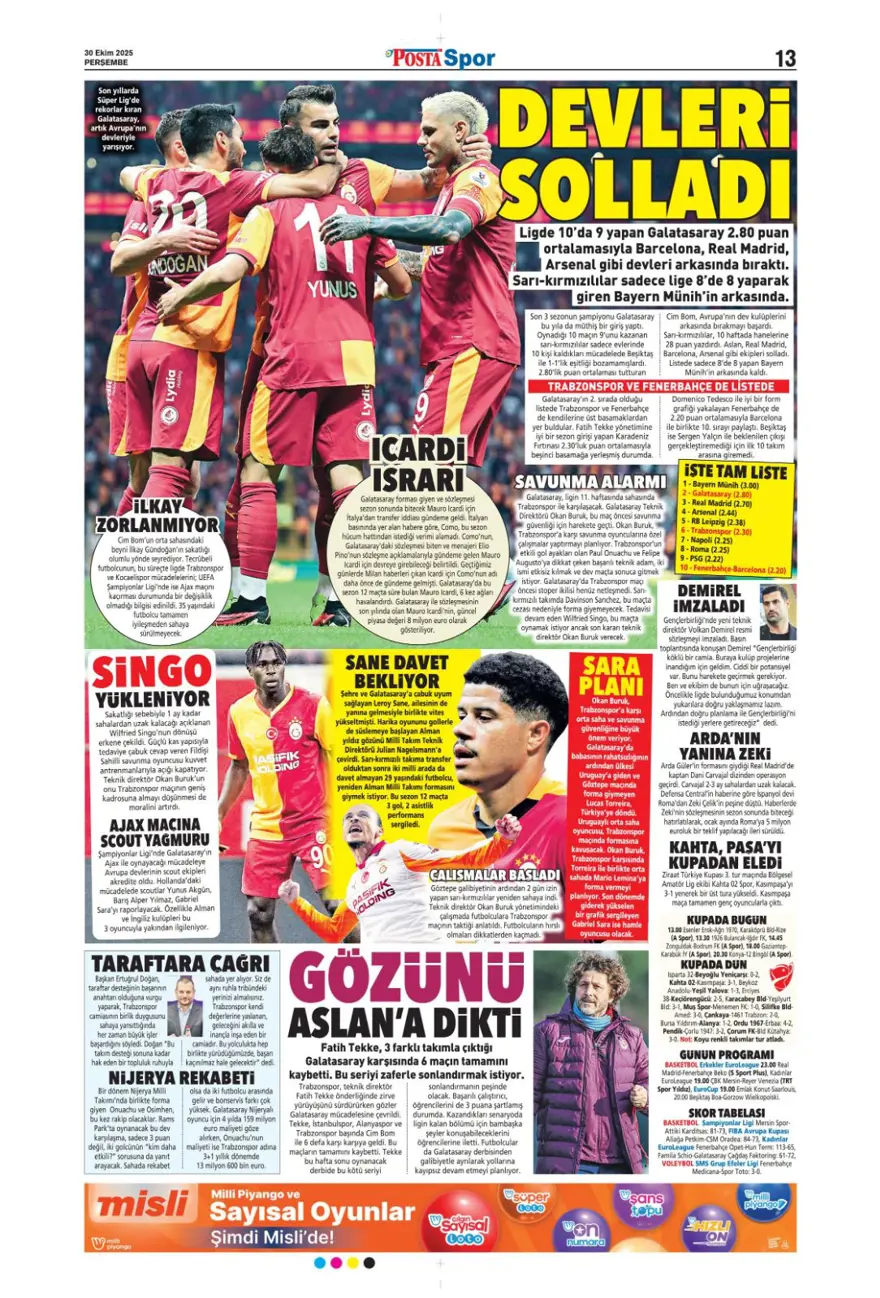 "Hakem dalgası tsunamiye dönüşür mü?" (30 Ekim 2025 spor manşetleri) 15 "Hakem dalgası tsunamiye dönüşür mü?" (30 Ekim 2025 spor manşetleri) 15