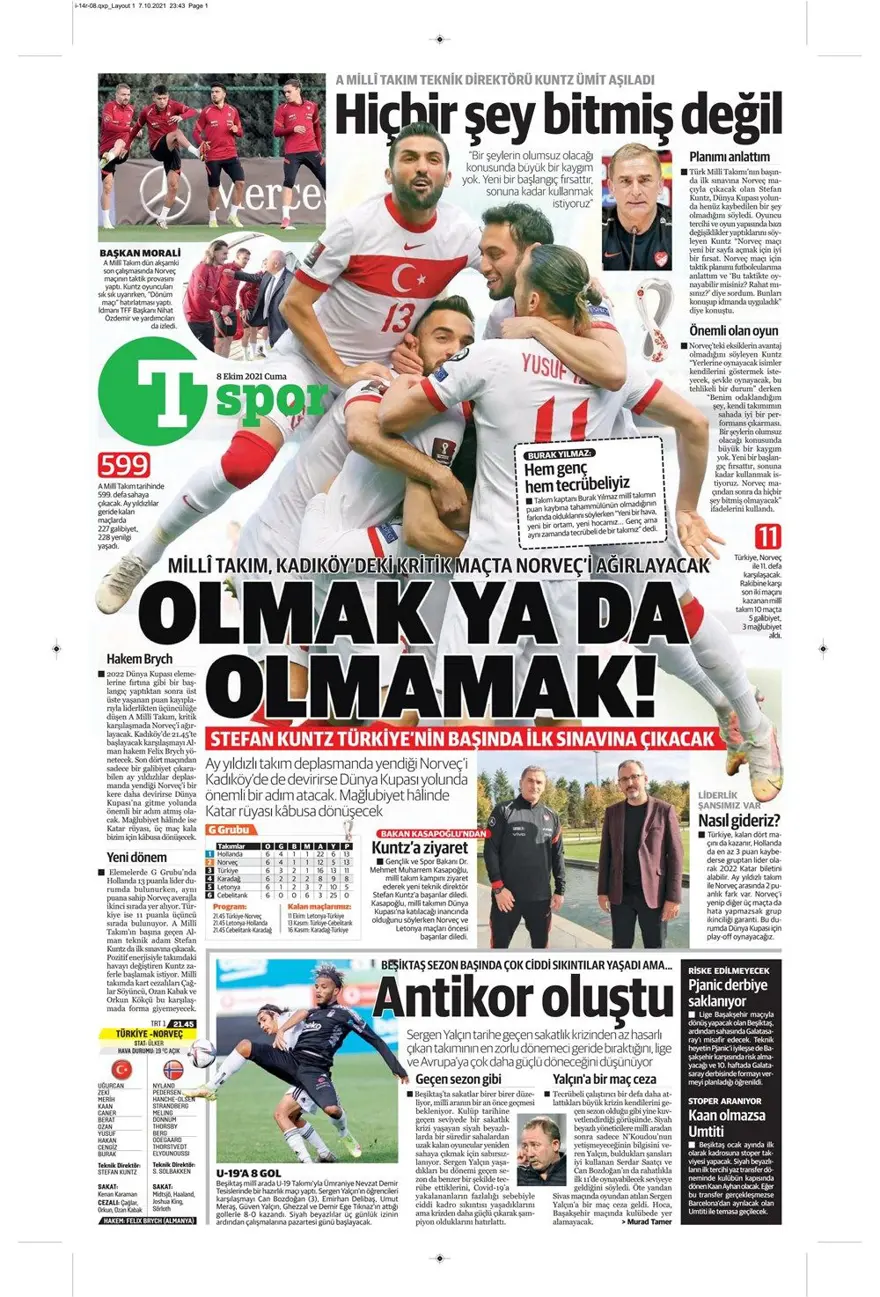 Günün spor manşetleri (8 Ekim 2021) 2