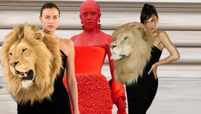 Paris Moda Haftası'na Kylie Jenner'ın 'aslan başlı' elbisesi damga vurdu