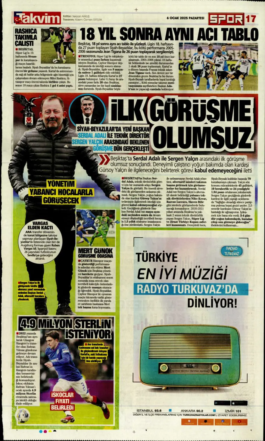 "Hızlı tren Nesyri" (6 Ocak 2025 spor manşetleri) 27