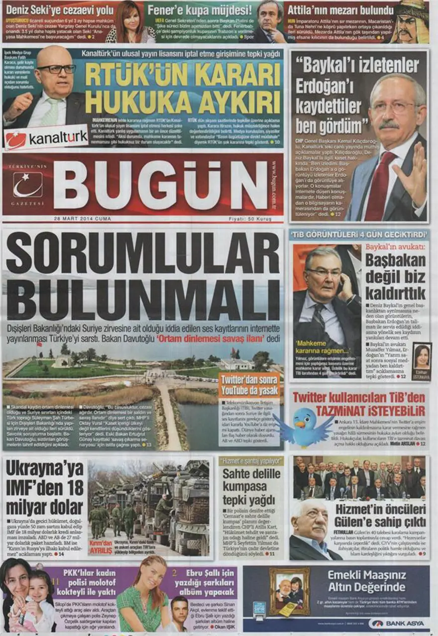 Günün gazete manşetleri - 28 Mart 2014 12
