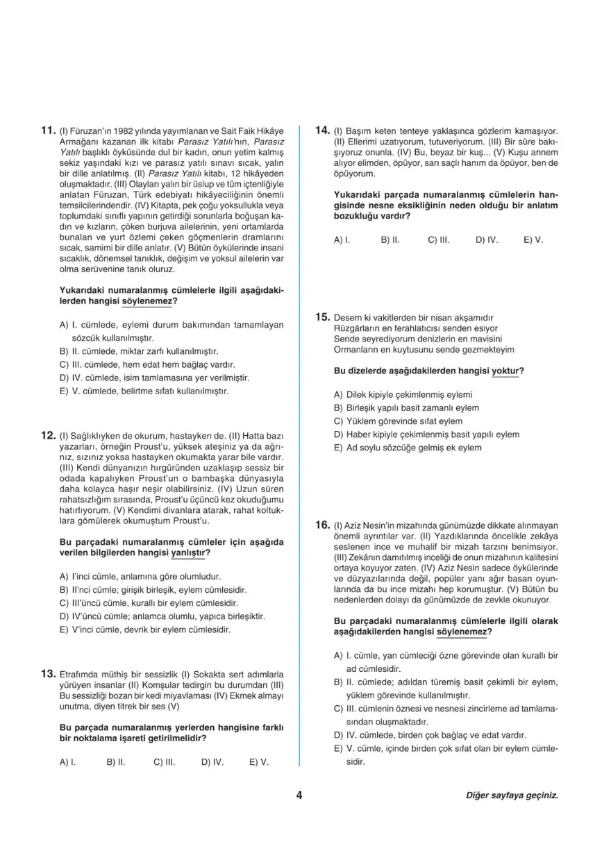 Uğur Okulları TYT -2 deneme sınavı 3