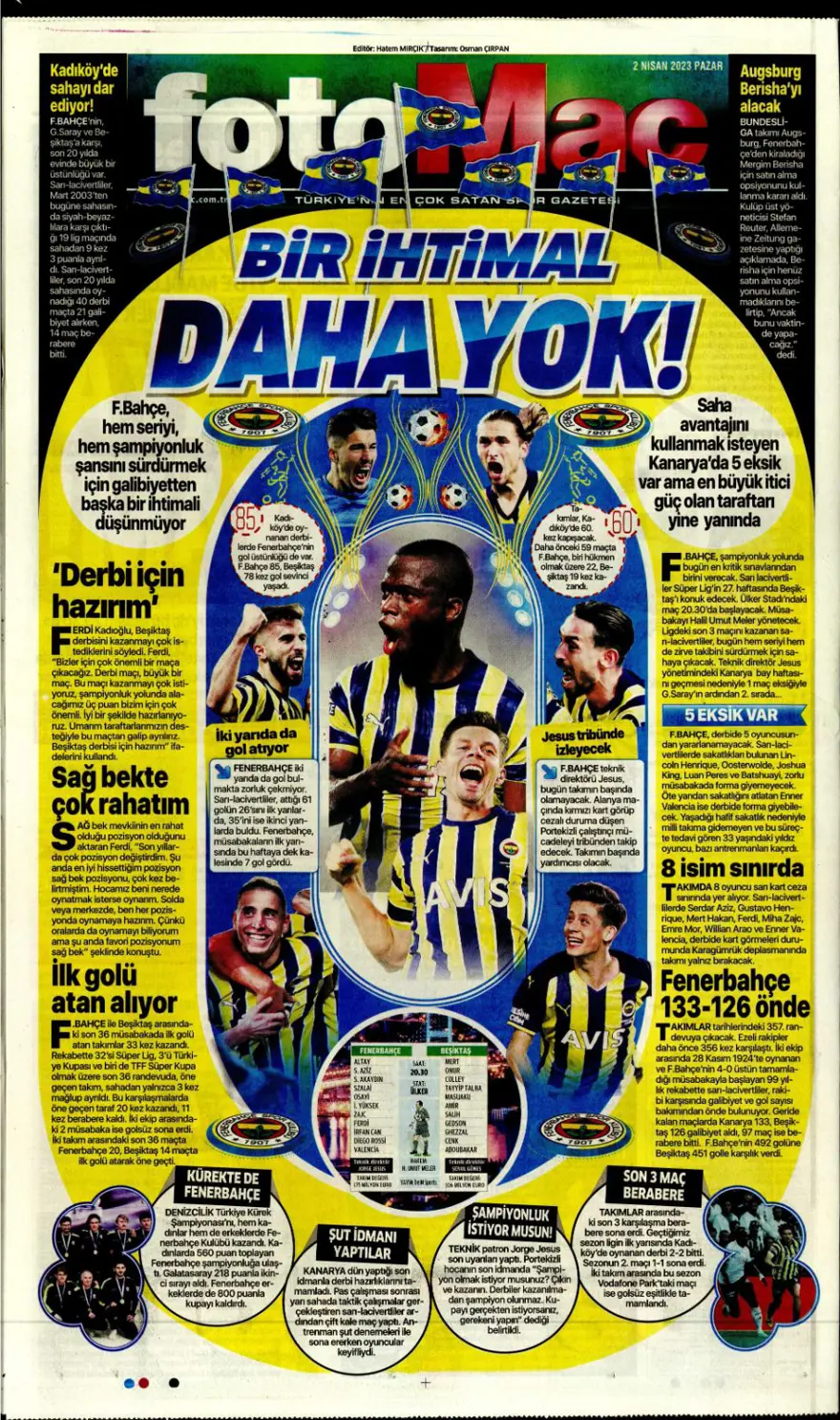 Günün spor manşetleri (2 Nisan 2023) 6