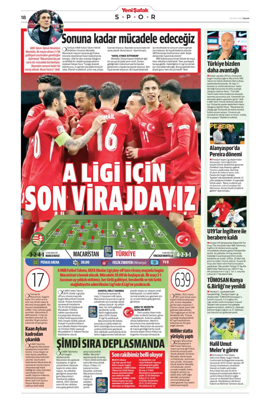 "A ligi için son viraj" (23 Mart 2025 spor manşetleri) "A ligi için son viraj" (23 Mart 2025 spor manşetleri)
