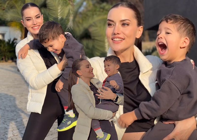 Fahriye Evcen'den küçük oğlu Kerem ile yeni pozlar