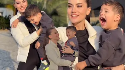 Fahriye Evcen'den küçük oğlu Kerem ile yeni pozlar