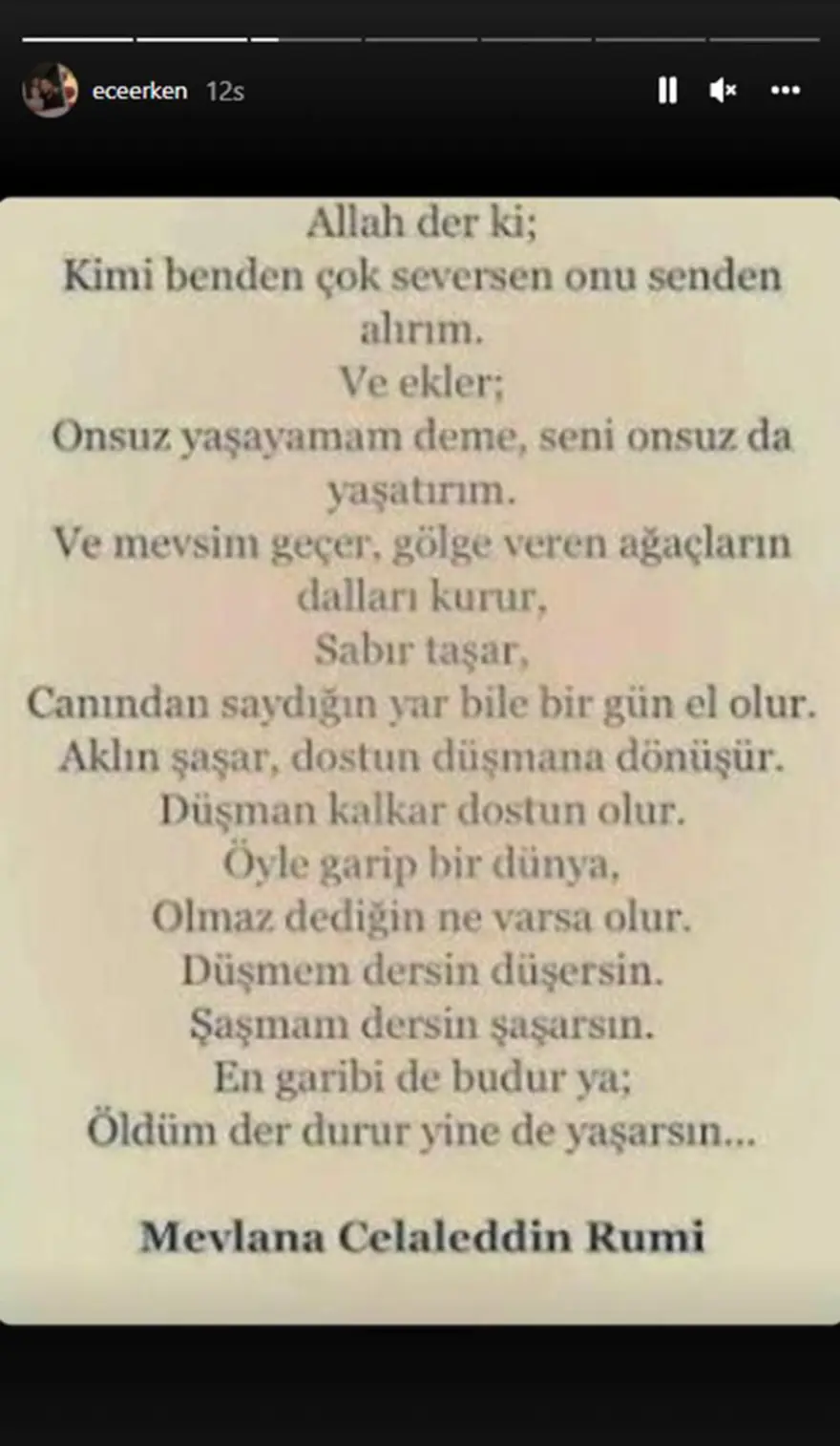 Ölen eşinin ardından Ece Erken paylaştı: Öldüm der durur yine de yaşarsın 3