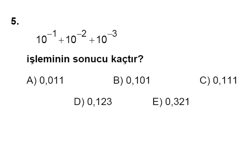 YGS Matematik soruları ve yanıtları 4