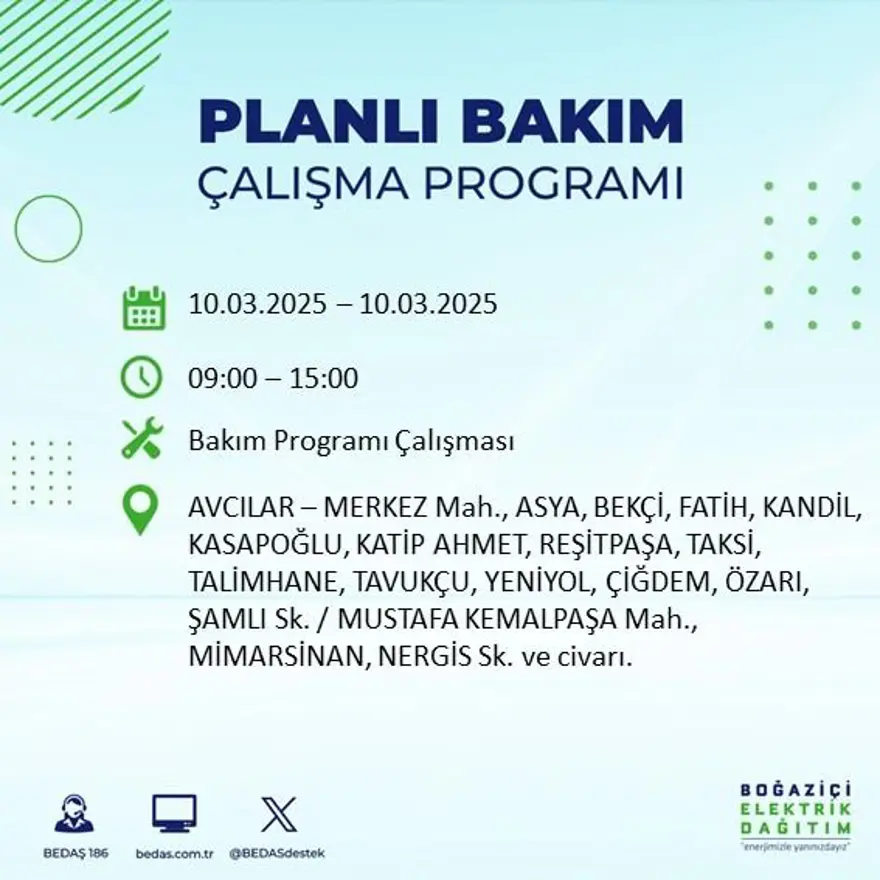 İstanbul'un 22 ilçesinde yarın elektrik kesintisi yaşanacak: Elektrikler ne zaman gelecek? (10 Mart BEDAŞ planlı kesinti programı) 4