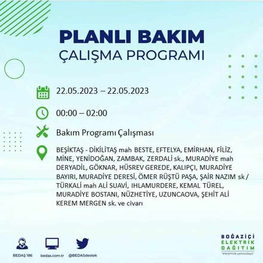 İstanbul'un 22 ilçesinde elektrik kesintisi: Elektrikler ne zaman gelecek? (22 Mayıs BEDAŞ planlı elektrik kesintisi) 25