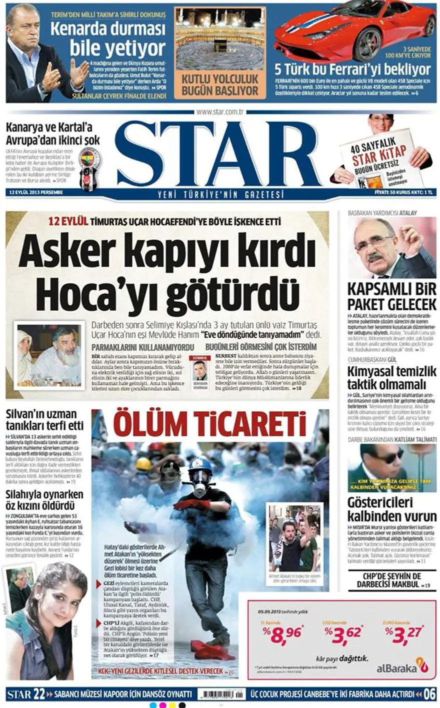 12 Eylül 2013 gazete manşetleri 7