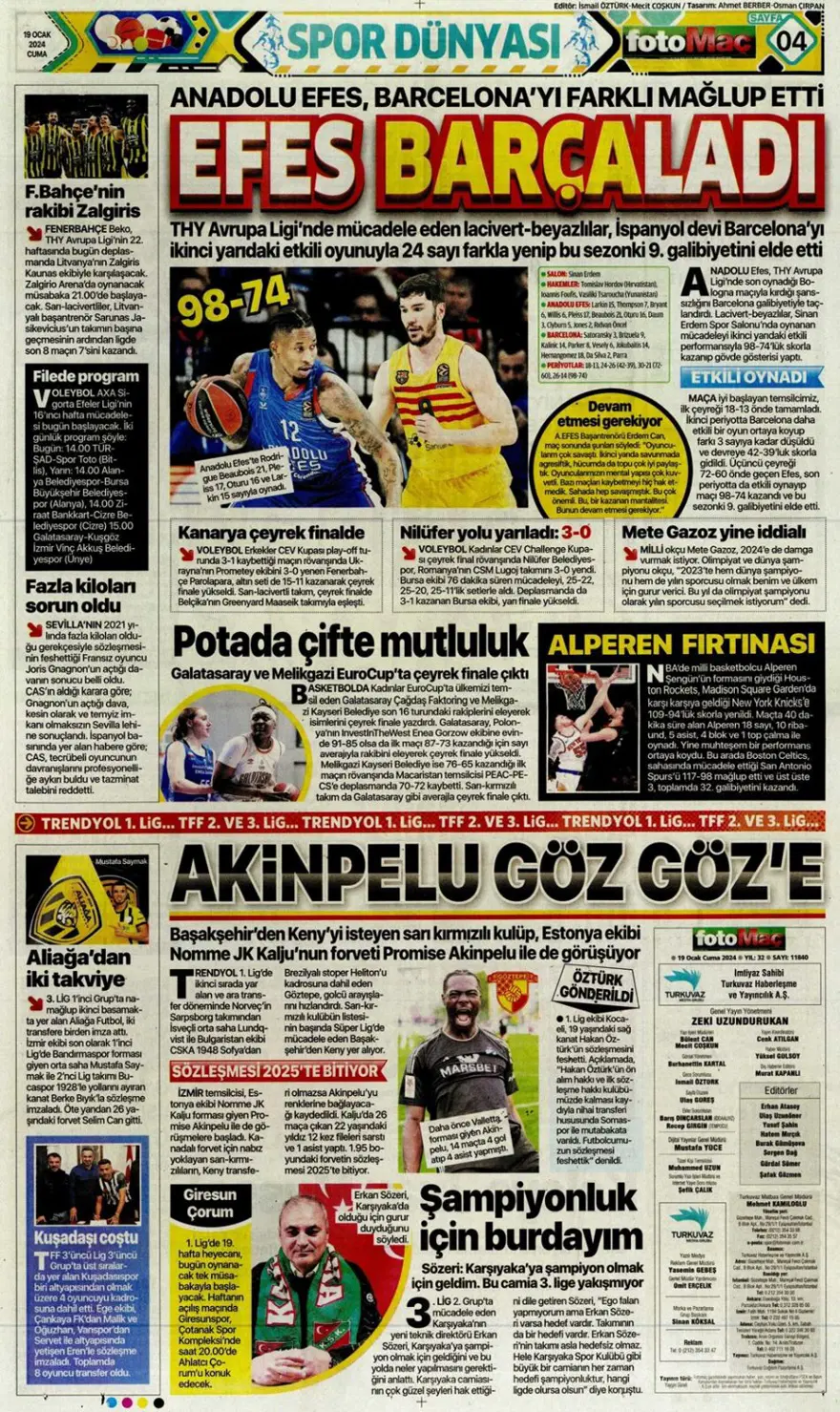 "Fenerbahçe'ye yeni Alex" (19 Ocak 2024 spor manşetleri) 16 "Fenerbahçe'ye yeni Alex" (19 Ocak 2024 spor manşetleri) 16