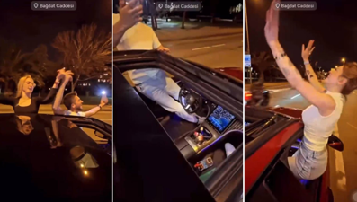 Bağdat Caddesi'nde "pes" dedirten olay! Camdan sarktı, arabayı ayağıyla kullandı