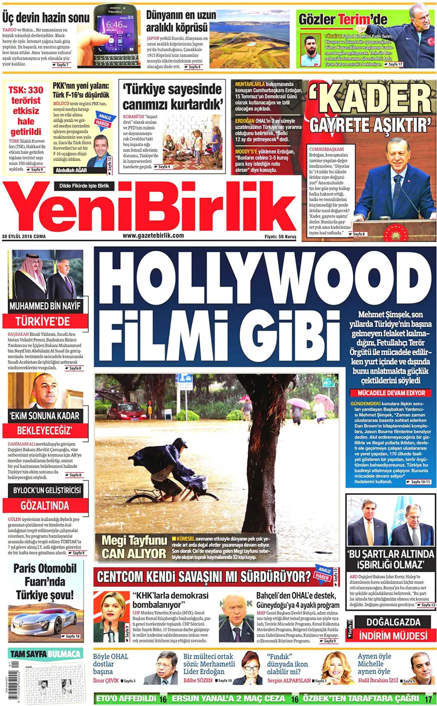 Günün gazete manşetleri - 30 Eylül 2016 16