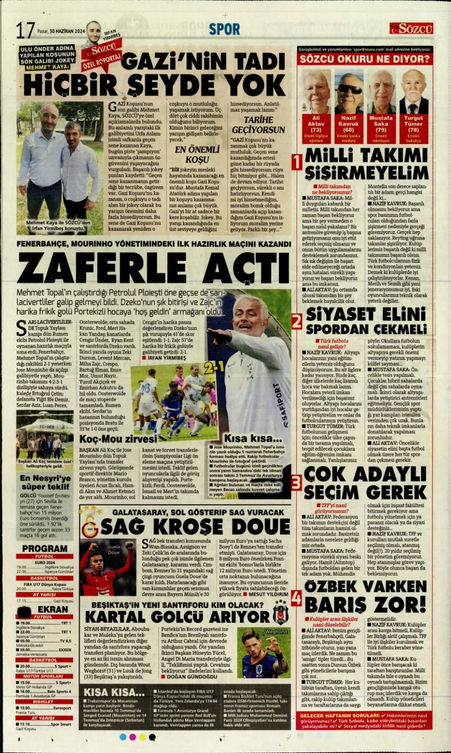 "Avusturya'ya farklı 11" (30 Haziran 2024 spor manşetleri) 28