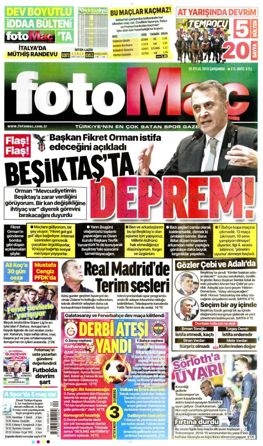 Günün spor manşetleri (25 Eylül 2019) 4
