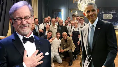 Barack Obama ve Oscar ödüllü yönetmen Steven Spielberg Barcelona'da buluştu