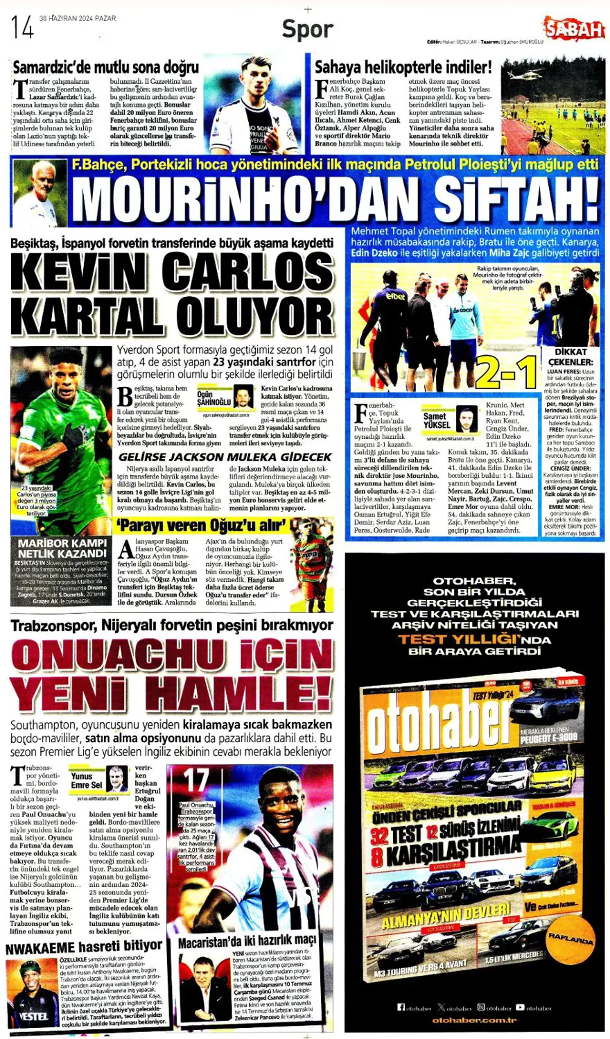 "Avusturya'ya farklı 11" (30 Haziran 2024 spor manşetleri) 24