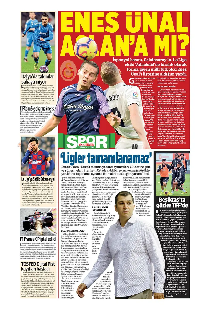 Günün spor manşetleri (28 Nisan 2020) 8