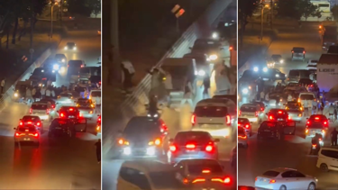 Konvoyda kavga: Araçlardan inip birbirlerine girdiler