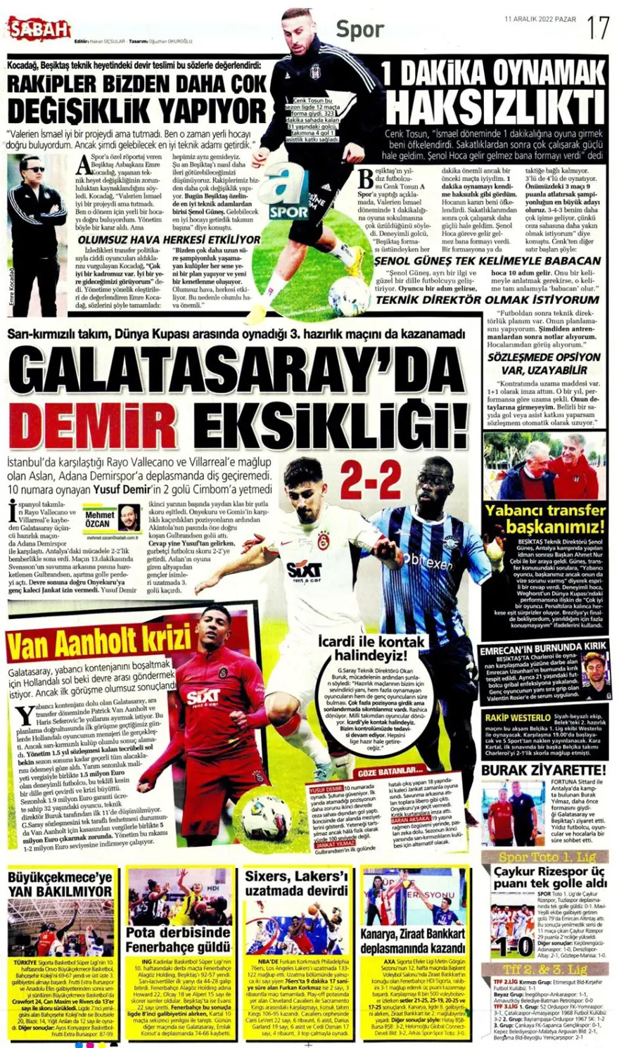 Günün spor manşetleri (11 Aralık 2022) 28