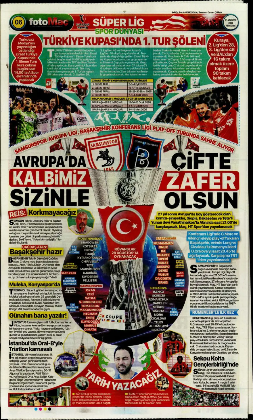 "Akanji müjdesi" (21 Ağustos spor manşetleri) 14