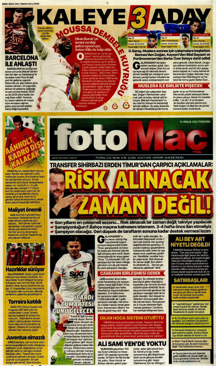 Günün spor manşetleri (15 Aralık 2022) 6 Günün spor manşetleri (15 Aralık 2022) 6