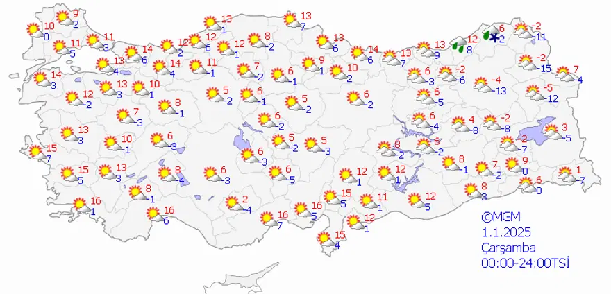 1 OCAK ÇARŞAMBA HAVA DURUMU 15