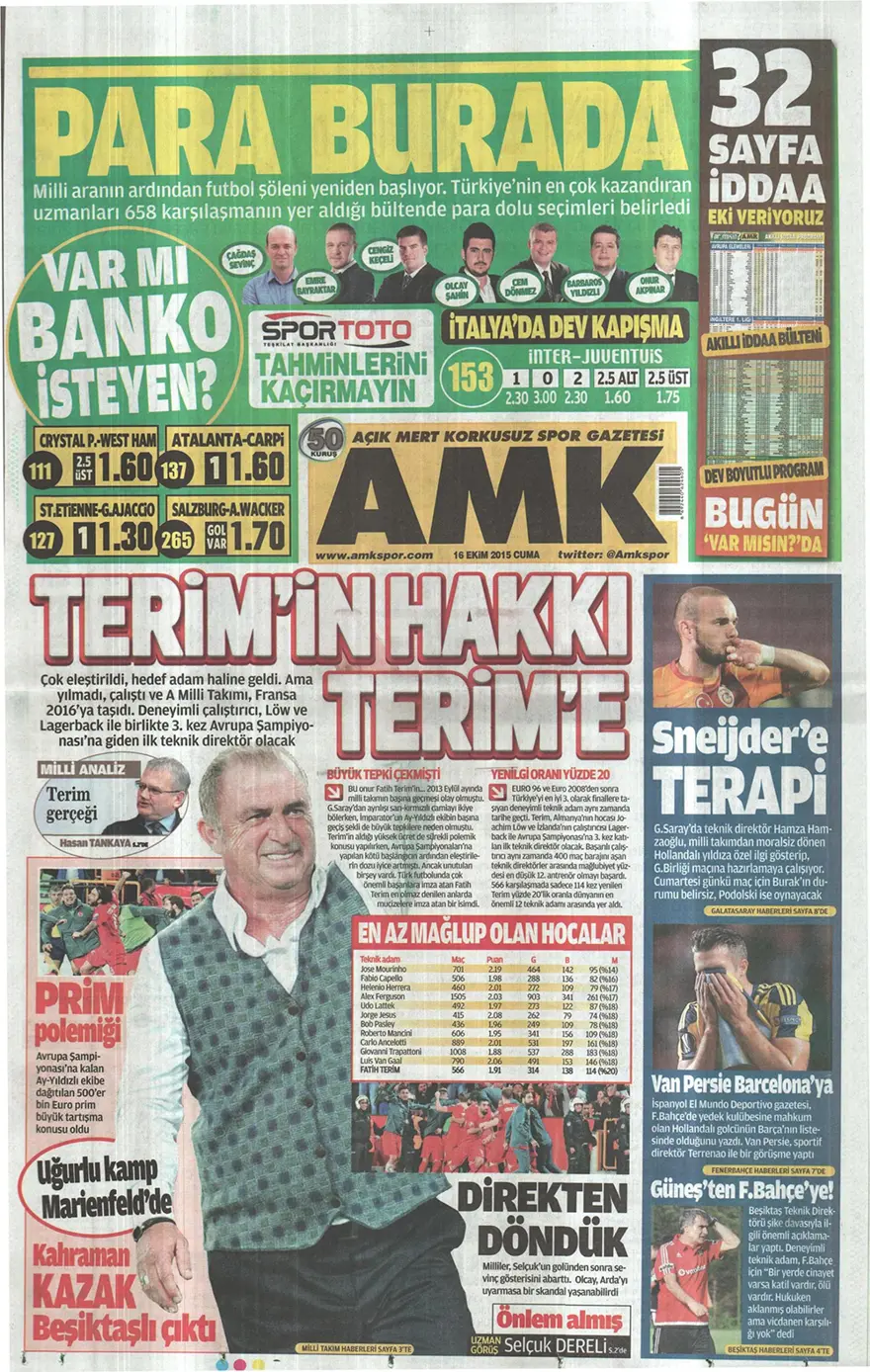 Günün gazete manşetleri - 16 Ekim 2015 16