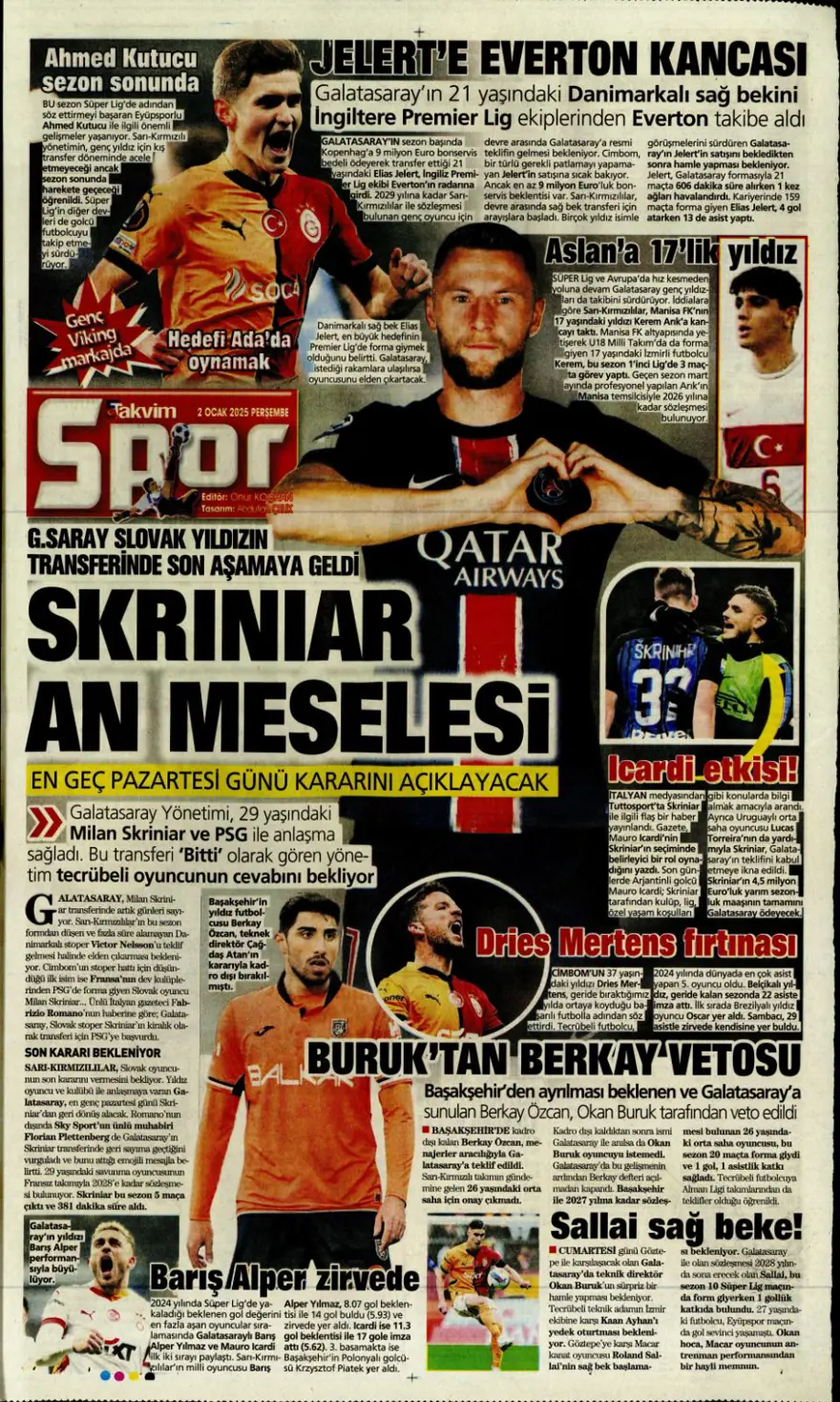 "Galatasaray'da Sane bombası" (2 Ocak 2025 spor manşetleri) 22