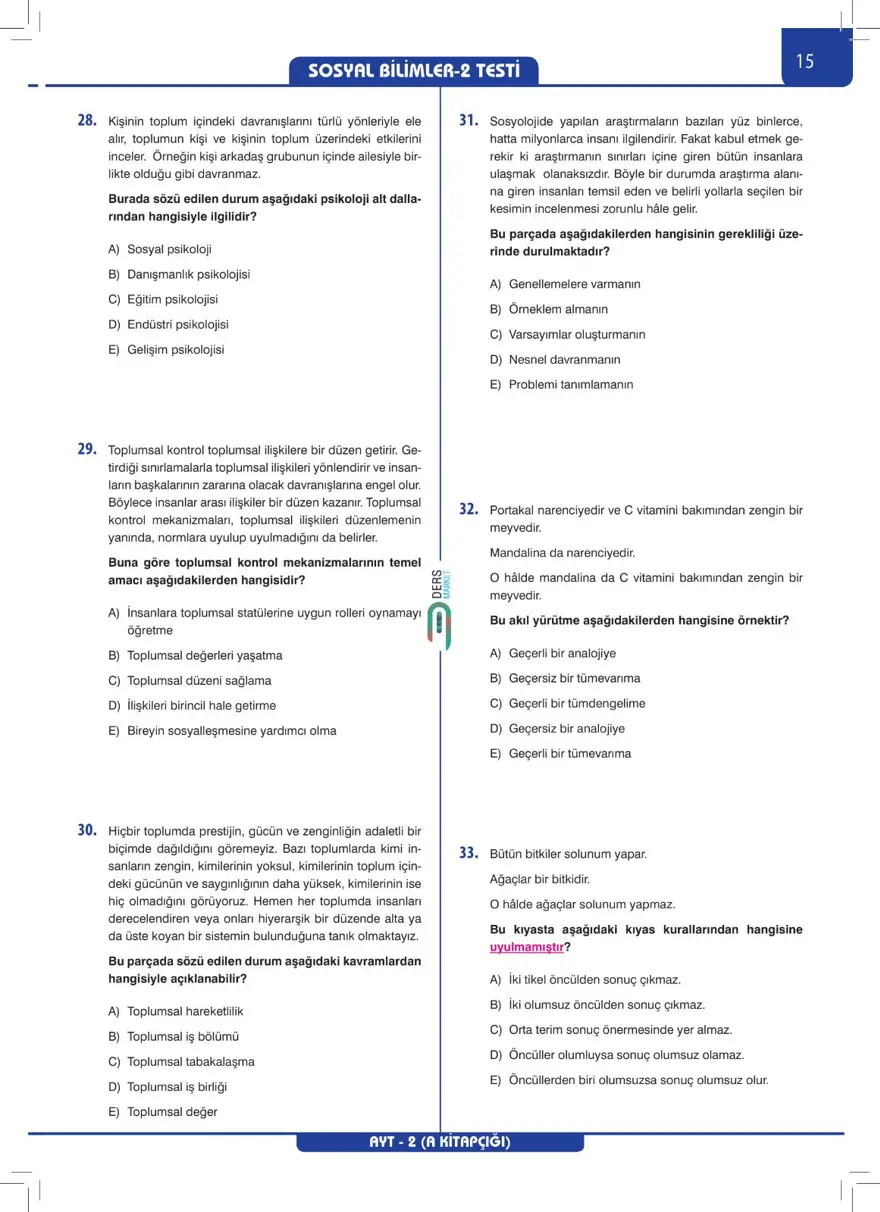 AYT Deneme Sınavı 13