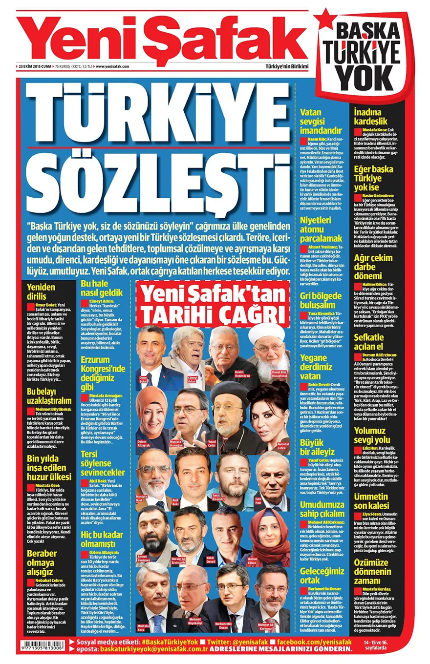 Günün gazete manşetleri - 23 Ekim 2015 15