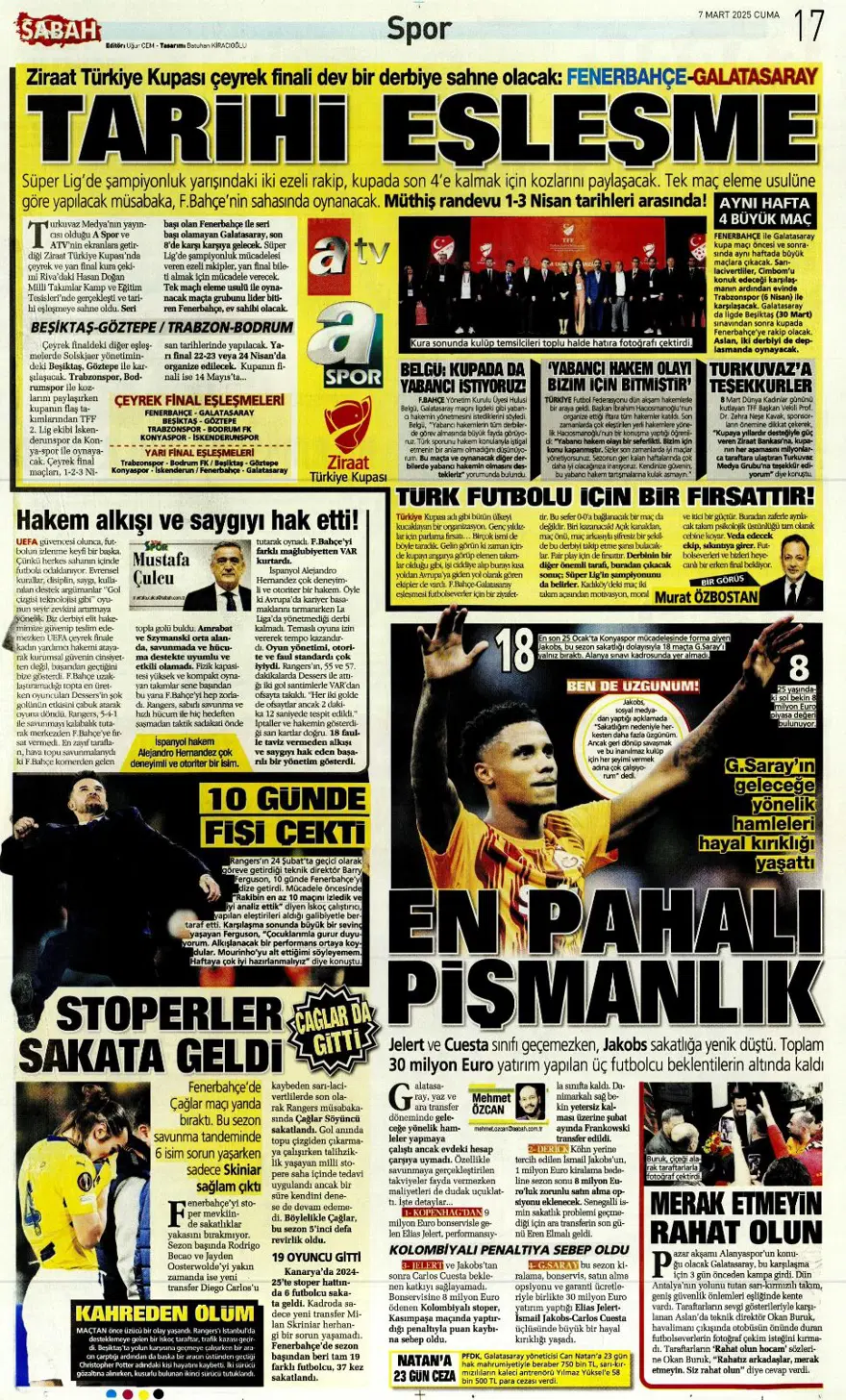 "Turu zora soktu" (7 Mart 2025 spor manşetleri) 8
