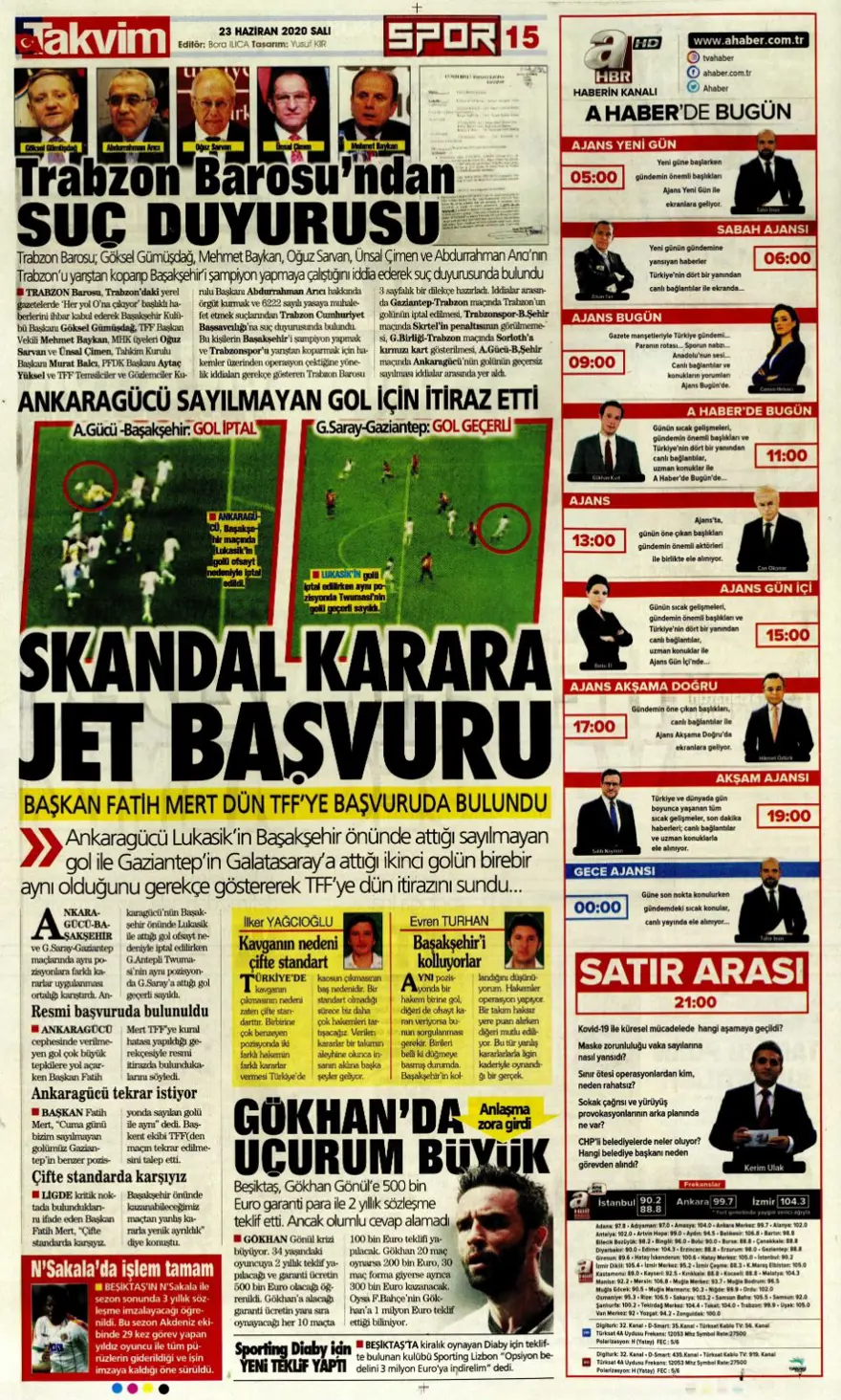 Günün spor manşetleri (23 Haziran 2020) 13