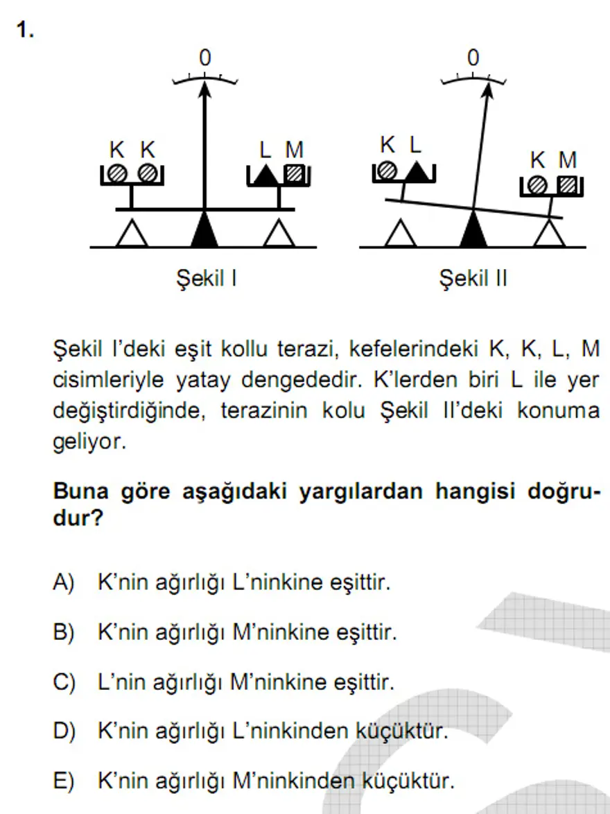 YGS Fen Bilimleri soruları ve yanıtları 