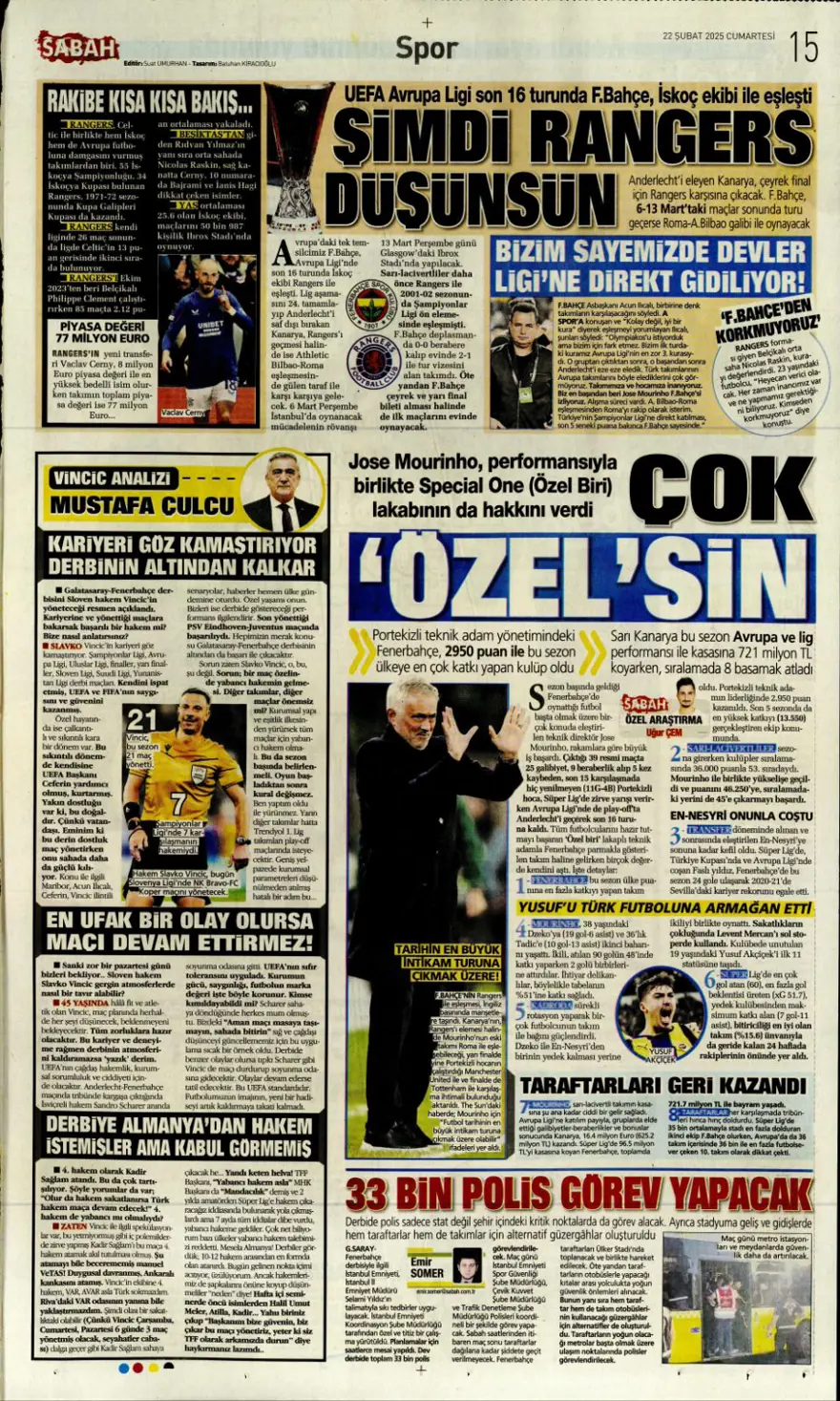 "Yolun sonu final olsun" (22 Şubat spor manşetleri) 24 "Yolun sonu final olsun" (22 Şubat spor manşetleri) 24