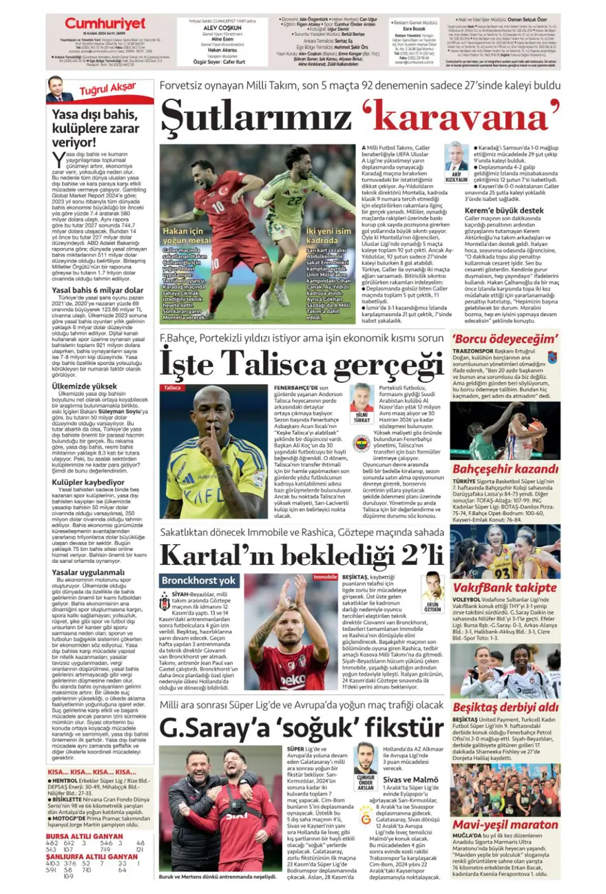 “Fenerbahçe’de dev takas” (18Kasım 2024 spor manşetleri) 4