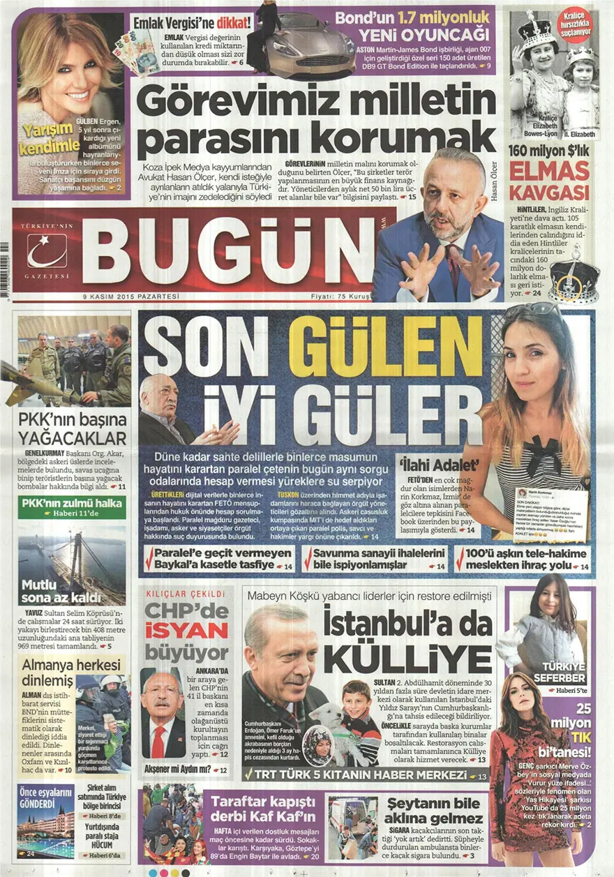 Günün gazete manşetleri - 9 Kasım 2015 7