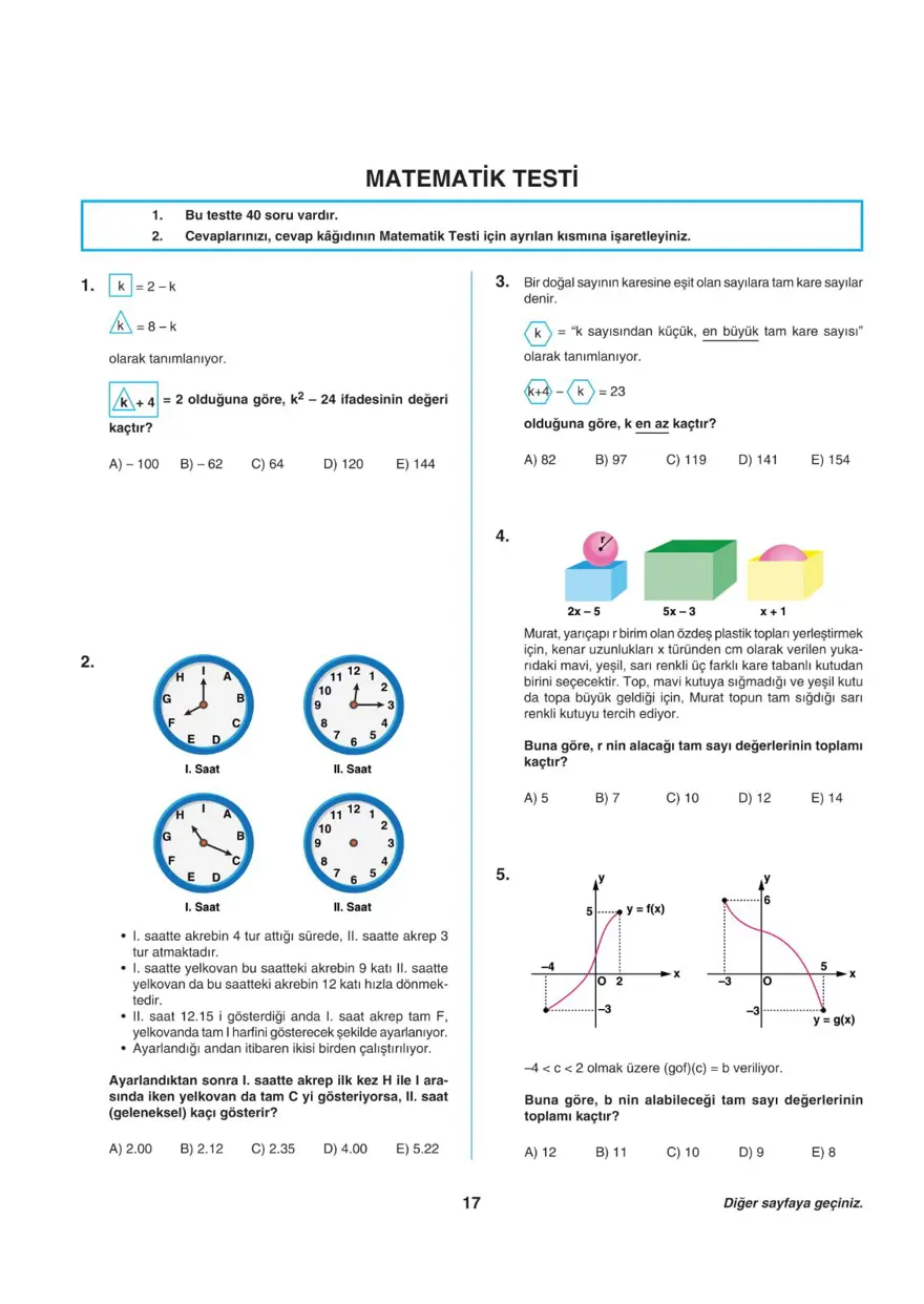 Uğur Okulları AYT -2 deneme sınavı 16