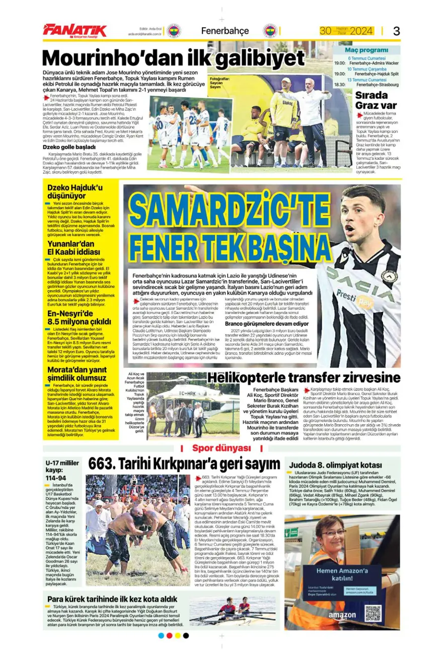 "Avusturya'ya farklı 11" (30 Haziran 2024 spor manşetleri) 6