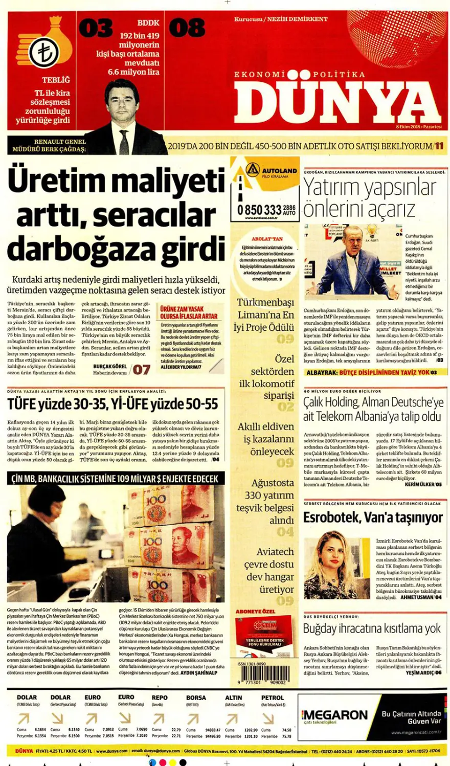 Günün gazete manşetleri - 8 Ekim 2018 12