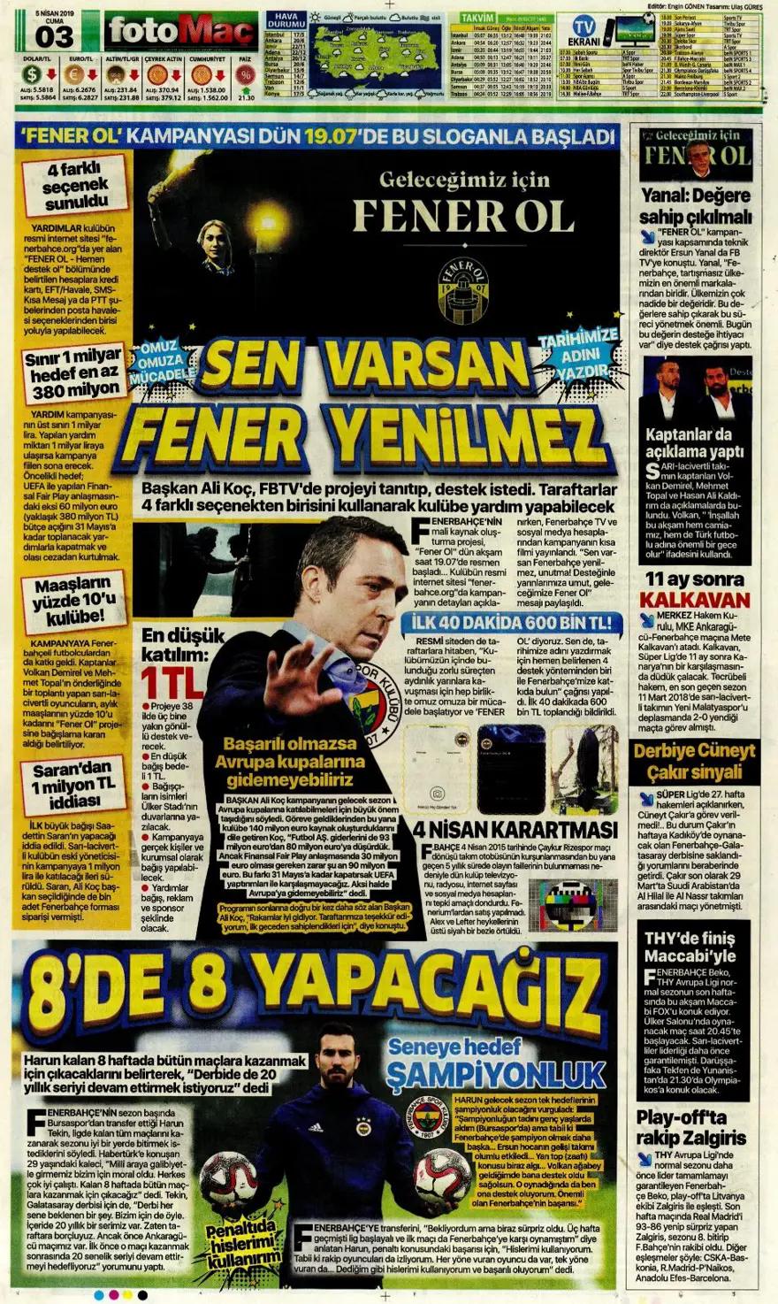 Günün spor manşetleri (5 Nisan 2019) 5