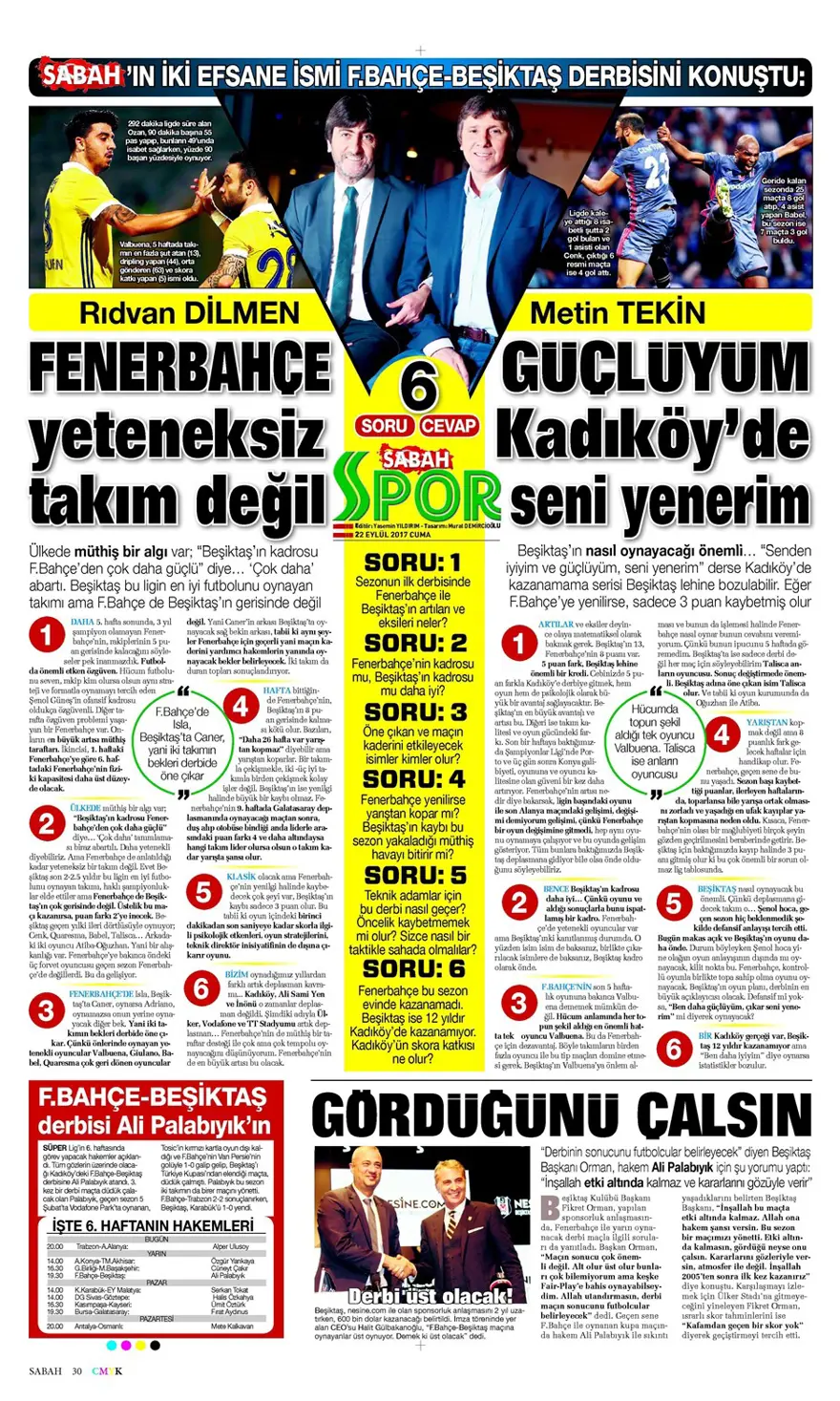 Günün spor gazeteleri (22 Eylül 2017) 5
